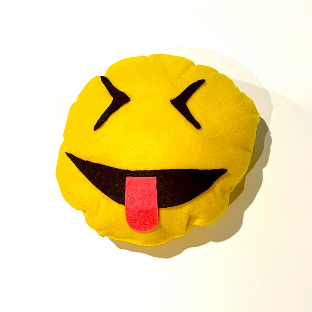 Squinty Face with Tongue Emoji Mini Pillow